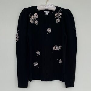 {{lewit}} Merino Wool Sweater with Pink Florals